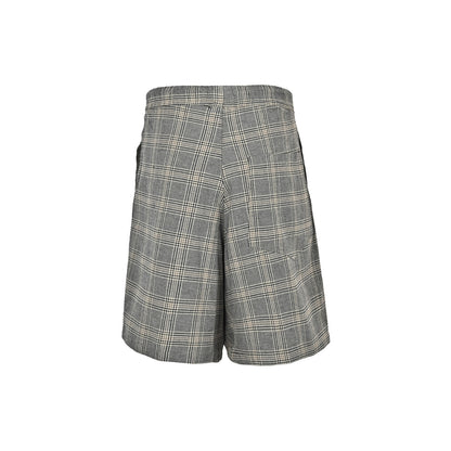 R13 linen plaid drawstring wide-leg cropped shorts