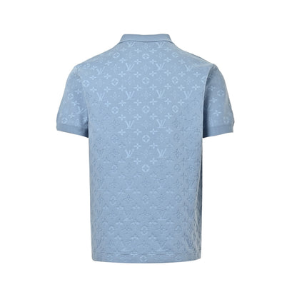 Louis Vuitton 26ss dark pattern old flower jacquard knitted Polo short sleeves