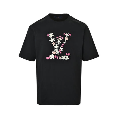 LouisVuitton/Louis Vuitton 26ss cherry blossom embroidered LV logo short sleeves