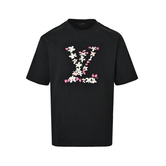LouisVuitton/Louis Vuitton 26ss cherry blossom embroidered LV logo short sleeves