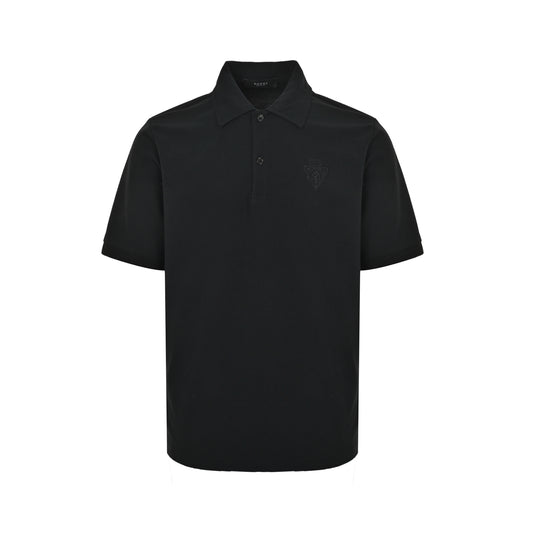 Gucci 26ss classic shield knight embroidered Polo short sleeves