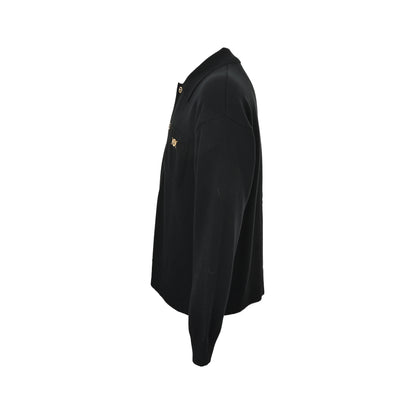 VERSACE gold button ribbed edge knitted cardigan