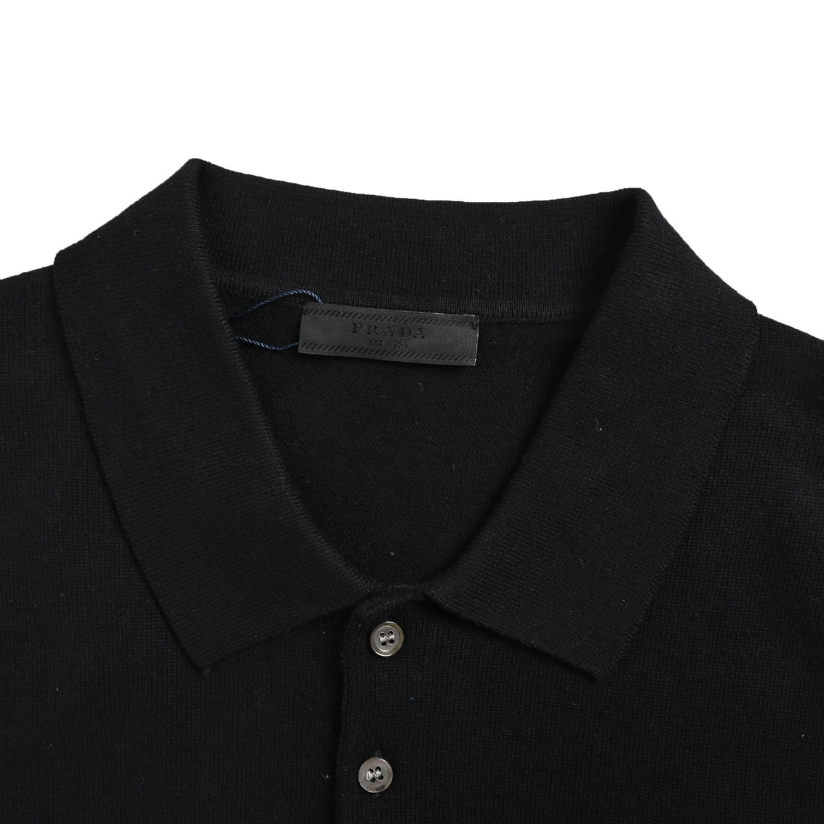 Prada small label embroidered knitted Polo short sleeves