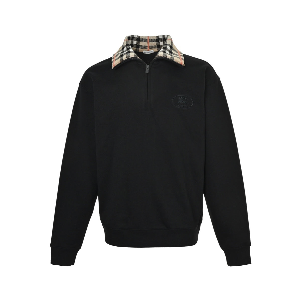 Burberry plaid collar half-zip sweatshirt