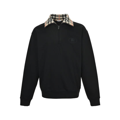 Burberry plaid collar half-zip sweatshirt
