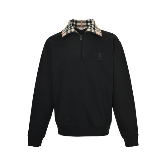 Burberry plaid collar half-zip sweatshirt