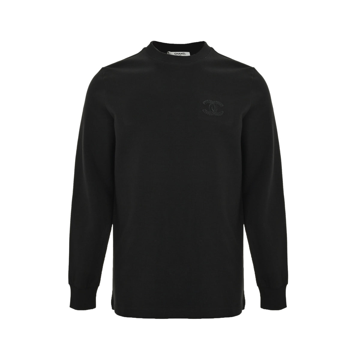 Chanel 25Fw dark woven logo double C embroidered long-sleeved T-shirt