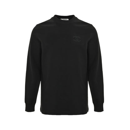 Chanel 25Fw dark woven logo double C embroidered long-sleeved T-shirt