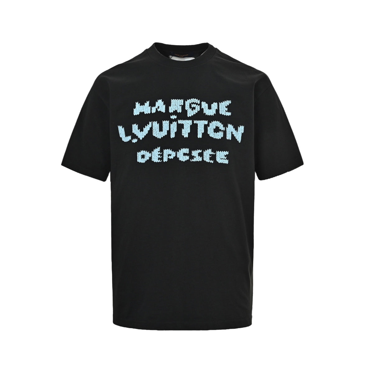 Louis Vuitton blue embroidered letter short sleeves