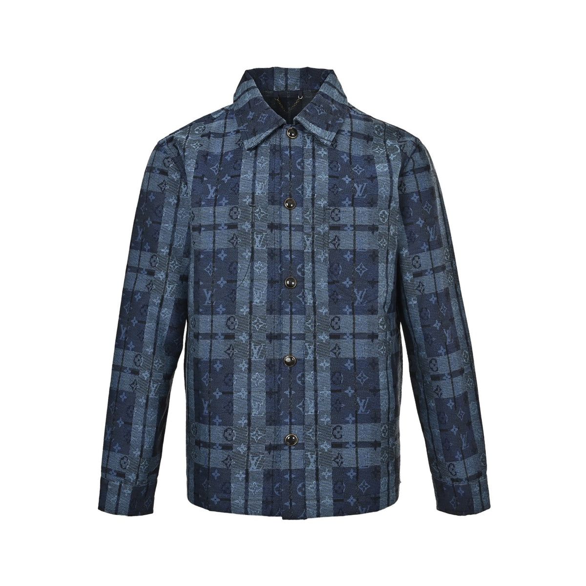 Louis Vuitton blue plaid jacquard denim shirt jacket