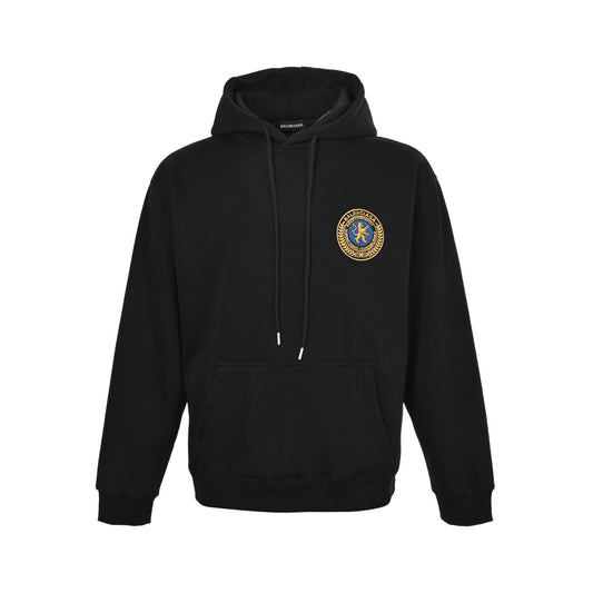 Balenciaga 25Fw badge embroidered hooded sweatshirt