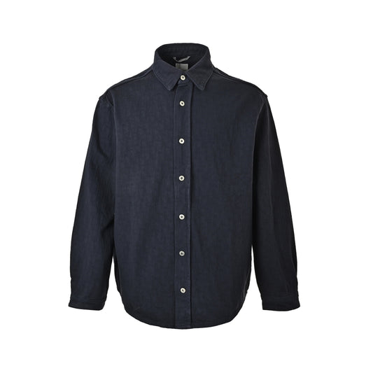 Dior dark pattern all-over denim long-sleeved shirt