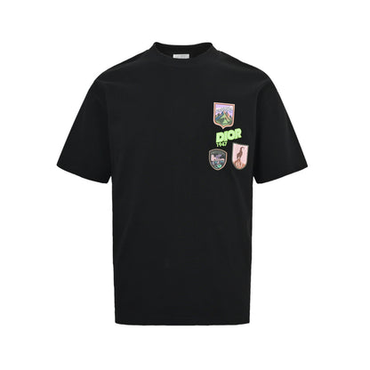 Dior 26ss badge printed letter embroidered short sleeves