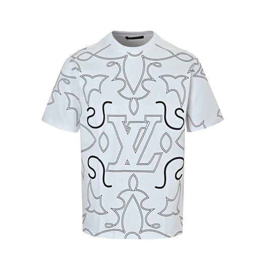 Louis Vuitton presbyopic line pattern printed short sleeves