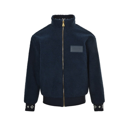 Louis Vuitton 24Fw leather sherpa stand collar jacket