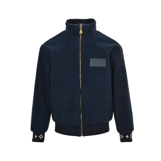 Louis Vuitton 24Fw leather sherpa stand collar jacket
