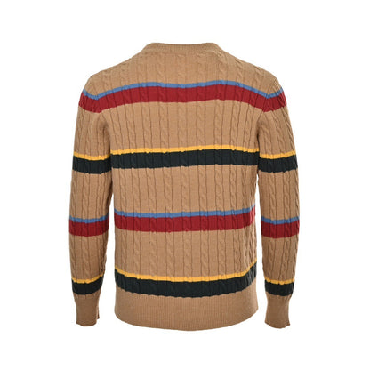 Ralph Lauren classic women's cable striped round neck knitted sweater cardigan