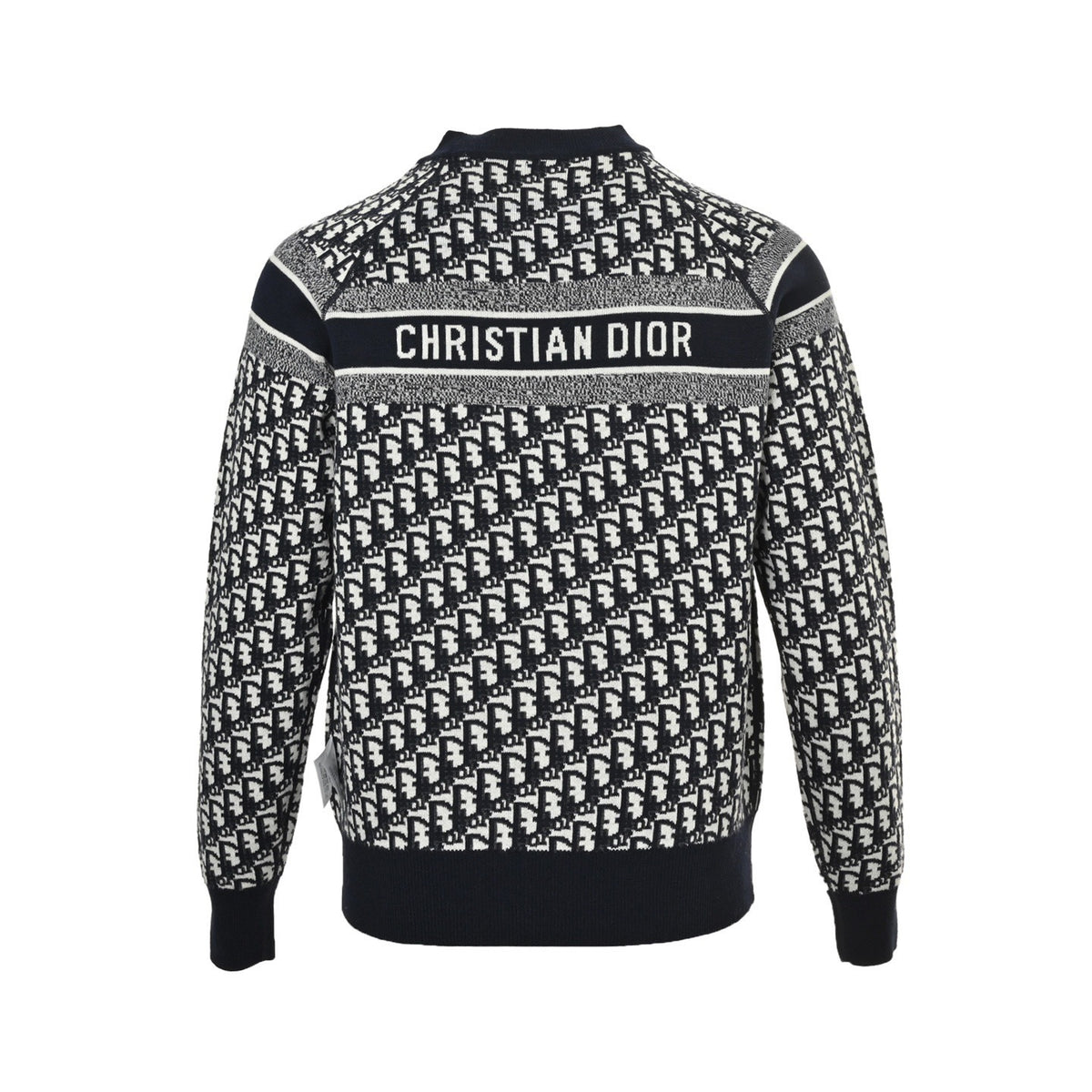 Dior 23Fw Oblique jacquard knitted cashmere double-sided crew neck sweater