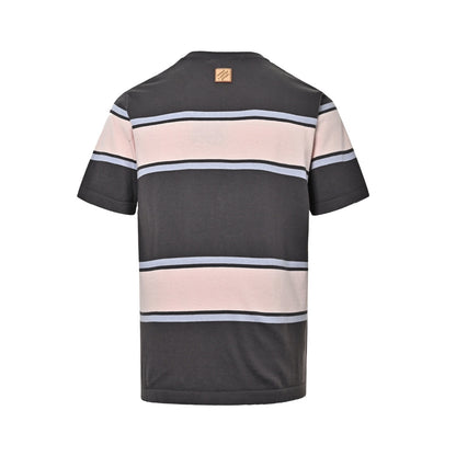 Louis Vuitton 26ss contrasting color patchwork striped knitted short sleeves