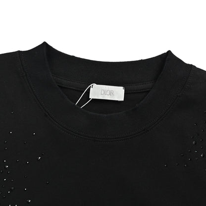 Dior Hot Diamond Star Letters Embroidered Short Sleeves