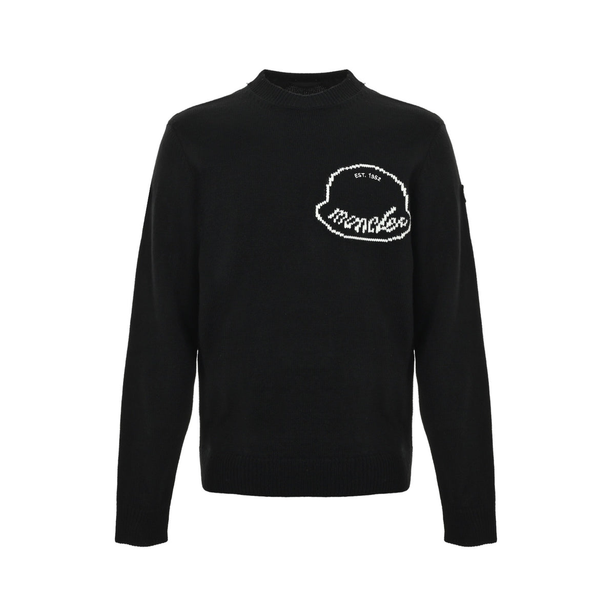 Moncler/Mask Embroidered Jacquard Logo Crew Neck Sweater