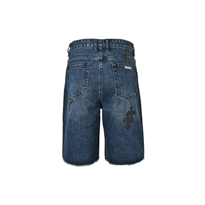 Chrome Hearts/Chrome Heart leather label cross denim shorts