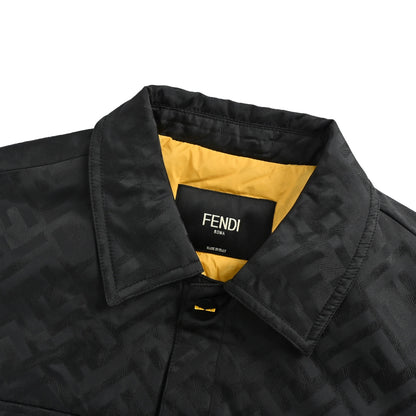 Fendi double F all-over printed thin velvet lapel down jacket