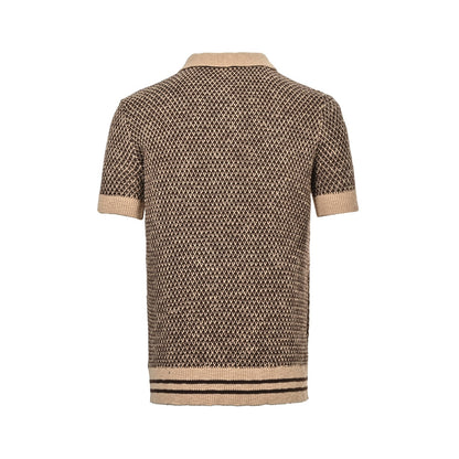 Louis Vuitton leather brand badge mesh knitted Polo short-sleeved shirt