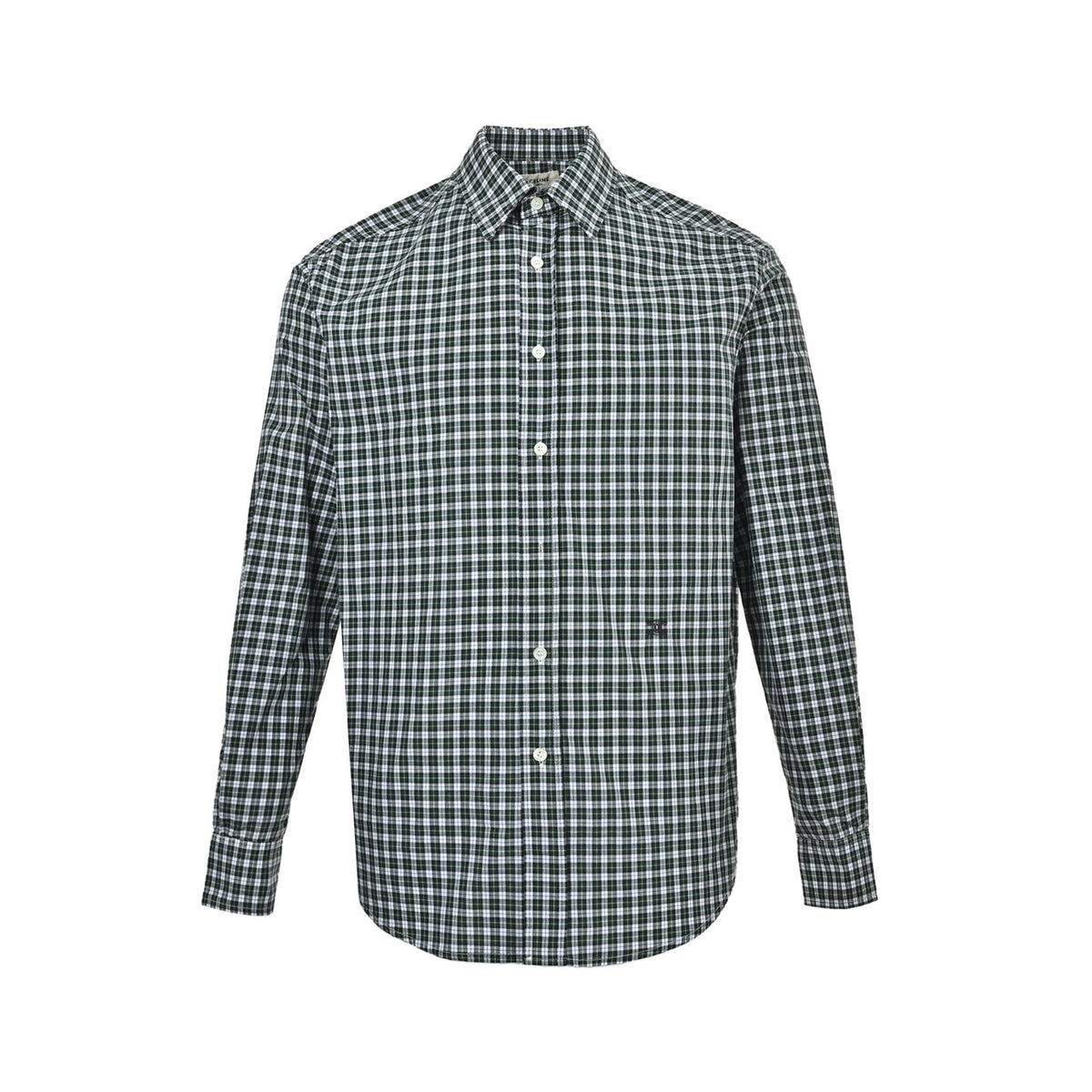 Celine Arc de Triomphe small label green plaid long-sleeved shirt