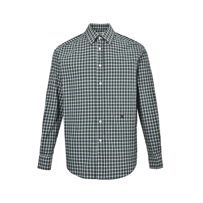 Celine Arc de Triomphe small label green plaid long-sleeved shirt