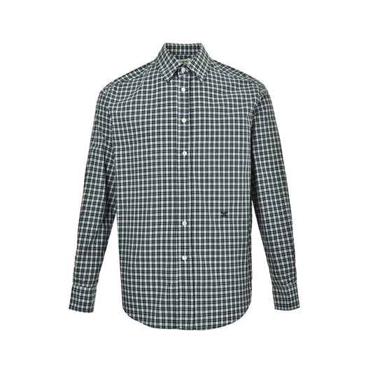 Celine Arc de Triomphe small label green plaid long-sleeved shirt