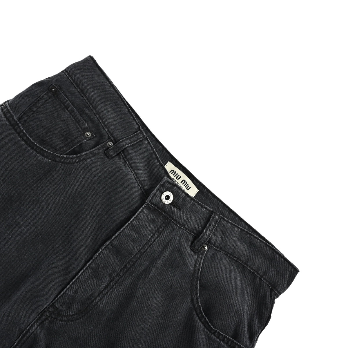 Miu Miu jeans with white embroidery of back pocket letters