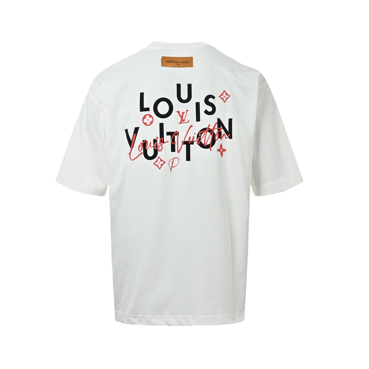 Louis Vuitton 26ss flocked laminated letter logo short sleeves