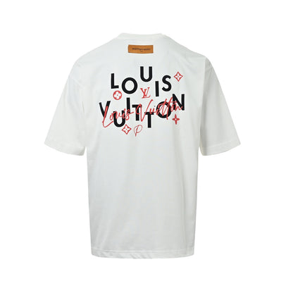 Louis Vuitton 26ss flocked laminated letter logo short sleeves