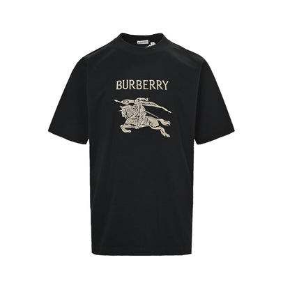 Burberry Equestrian Gold Embroidered Horse Knight Short Sleeve