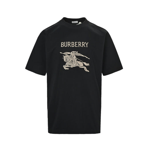 Burberry Equestrian Gold Embroidered Horse Knight Short Sleeve