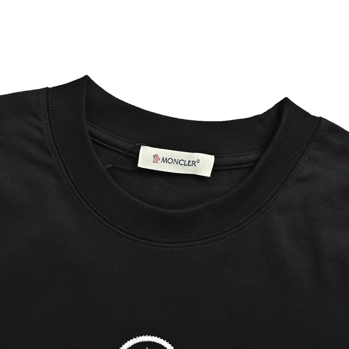 Moncler/muzzle braided logo embroidered round neck short sleeves on the chest