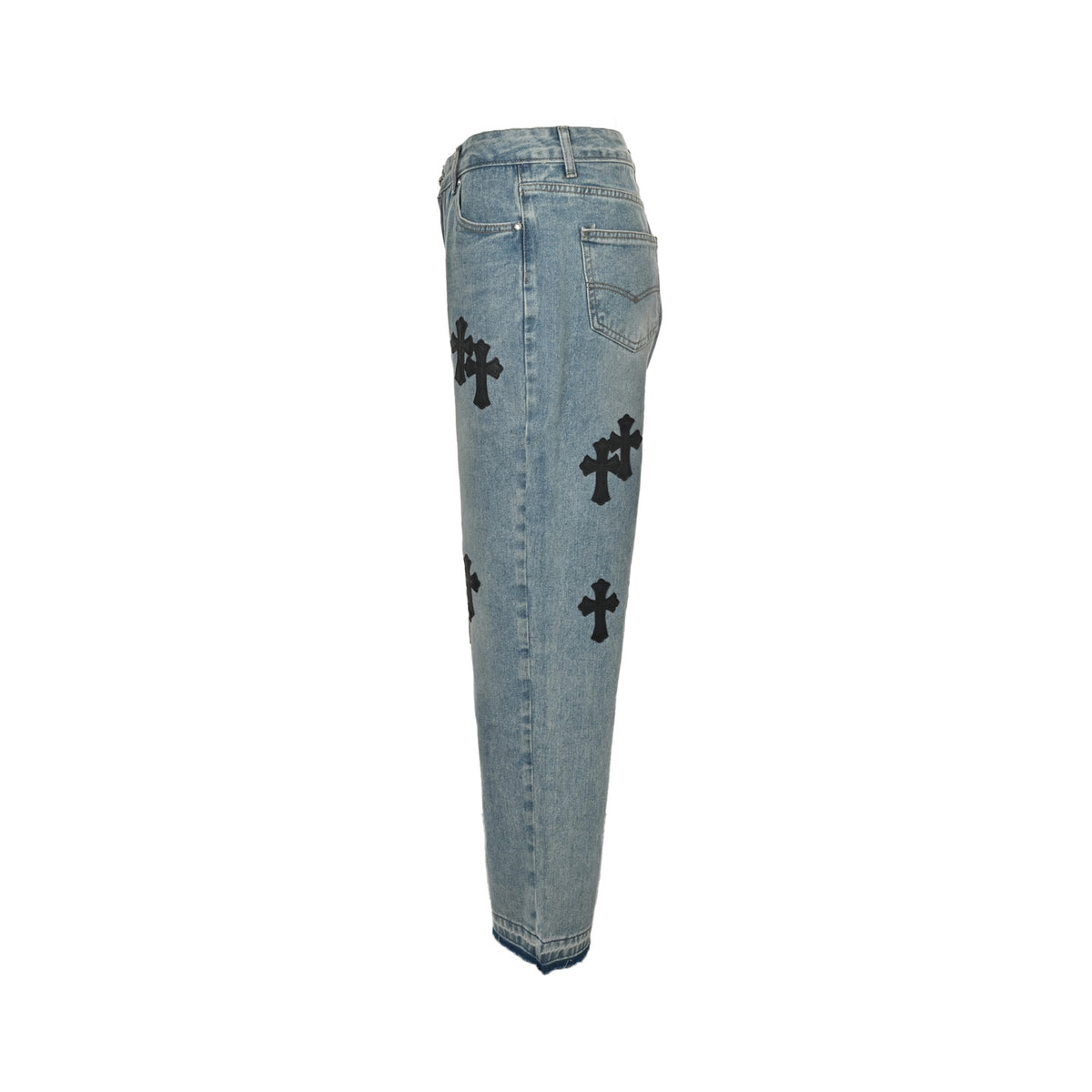 Chrome Hearts/Chrome Heart cross patch embroidered washed jeans