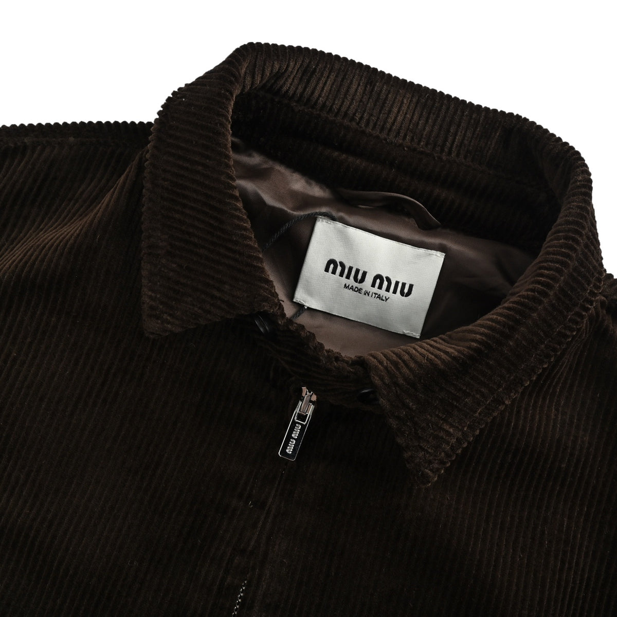 Miu Miu letter embroidered corduroy jacket