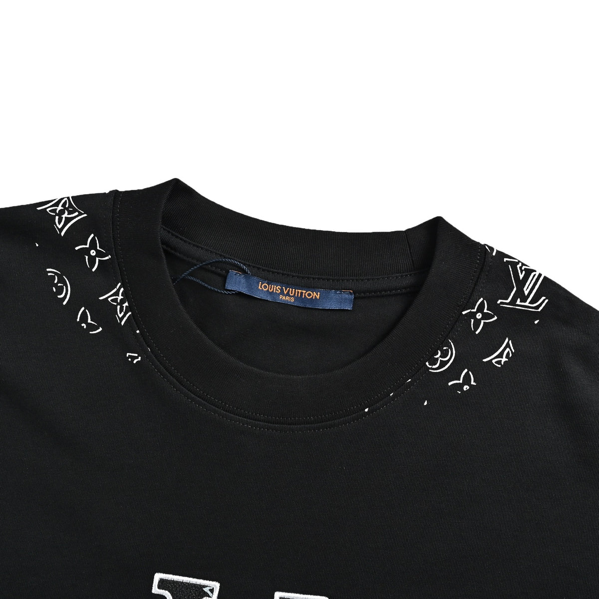 Louis Vuitton leather logo embroidered short sleeves