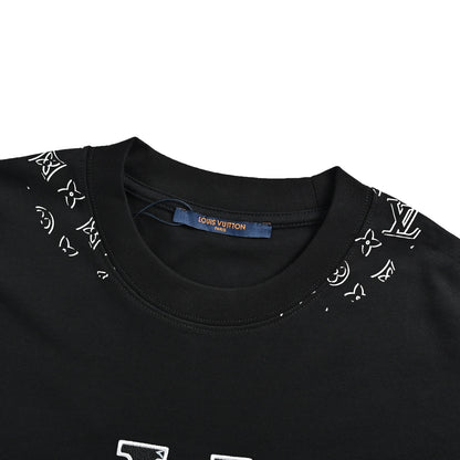Louis Vuitton leather logo embroidered short sleeves