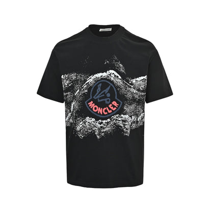 Moncler/Mask ink mountain print short sleeves