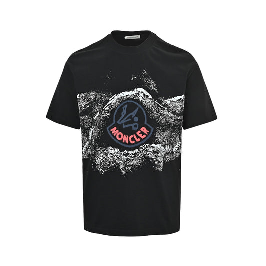 Moncler/Mask ink mountain print short sleeves