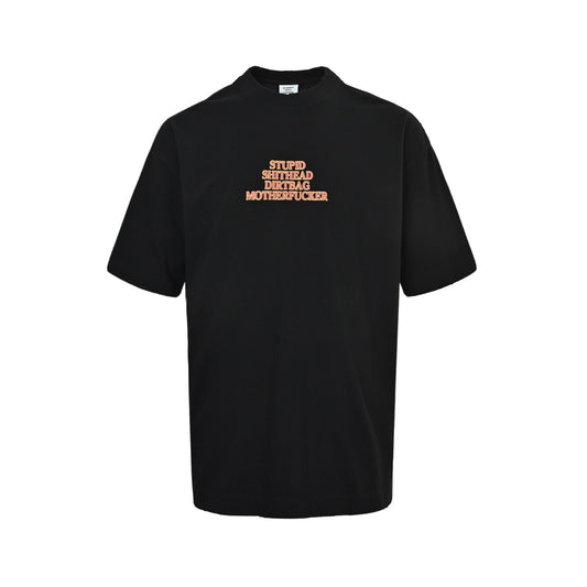 VETEMENTS VTM style attitude slogan logo wash damaged short sleeves