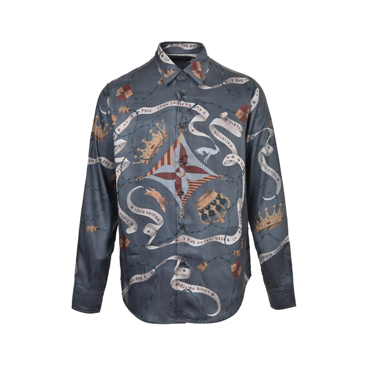 Louis Vuitton crown print mulberry silk long-sleeved shirt