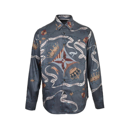 Louis Vuitton crown print mulberry silk long-sleeved shirt