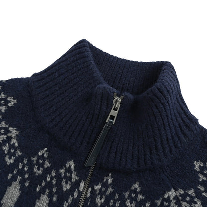 Loewe/Luo Yiwei full geometric round neck zipper knitted sweater jacket