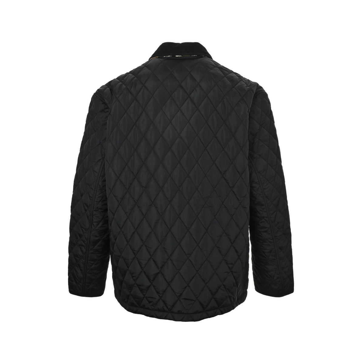 Burberry Corduroy collar pocket quilted plaid cotton jacket