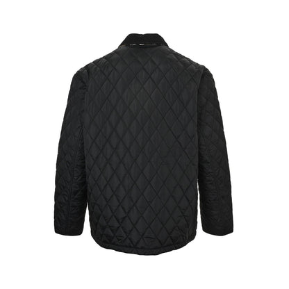 Burberry Corduroy collar pocket quilted plaid cotton jacket