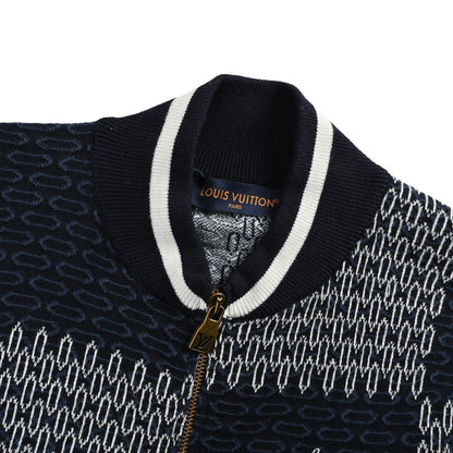 Louis Vuitton 25Fw checkerboard jacquard knitted zipper jacket